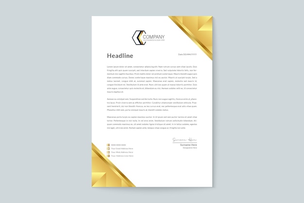 Vector gold polygonal letterhead template