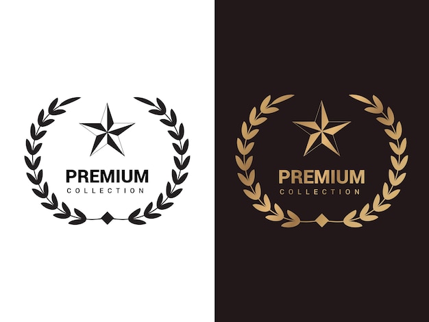 Gold premium collection award badge medal flat design