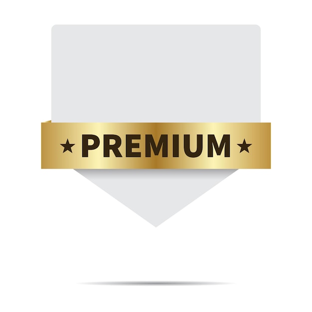 Gold premium ribbon on white banner