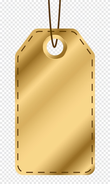 Design del cartellino del prezzo in oro etichetta del prezzo in oro cartellino del prezzo in oro con punto etichetta prezzo o regalo d'oro vuoto illustrazione vettoriale