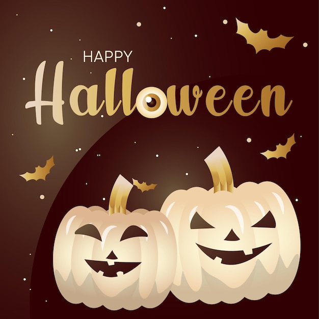 Banner di halloween zucca d'oro pipistrelli web una luna sullo sfondo illustrazione vettoriale