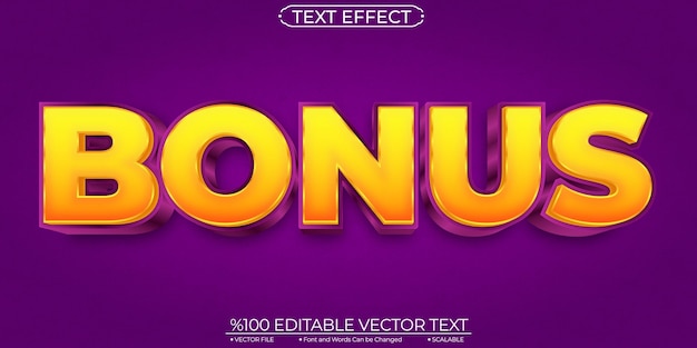 Gold and Purple Bonus Editable and Scalable Template Vector Text Effect