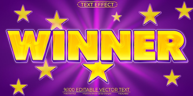 Gold and purple winner editable and scalable vector text effect