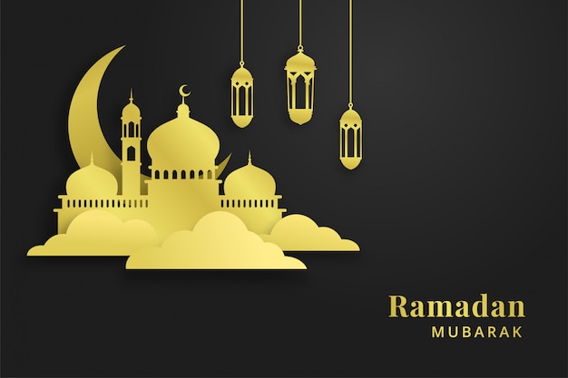 Gold ramadan greeting background