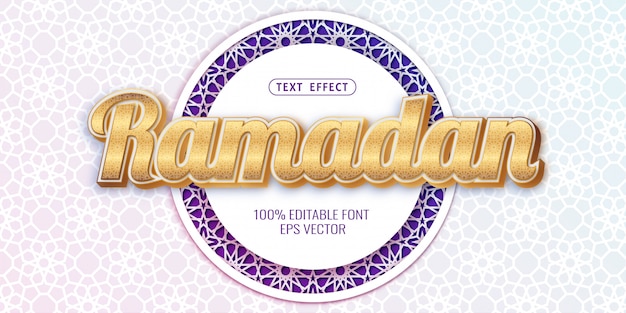 Vector gold ramadan text effect design