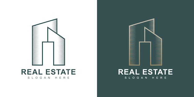 Gold real estate minimal logo design template