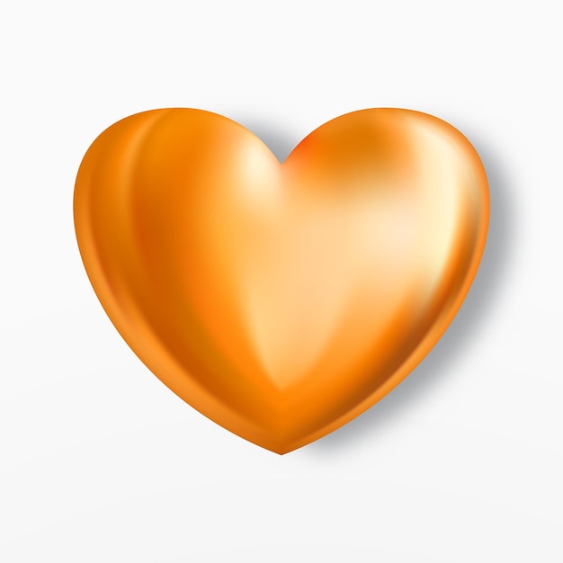 Gold realistic heart vector icon romantic symbol of love