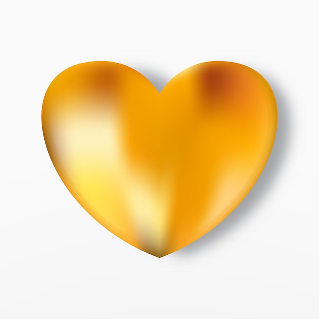 Gold realistic heart vector icon romantic symbol of love