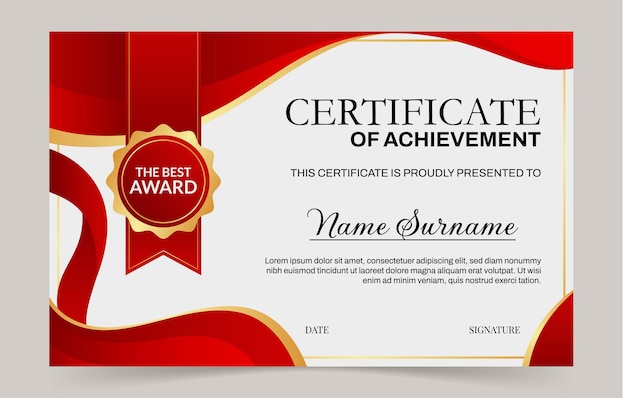 Gold Red Professional Certificate Template