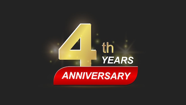 Gold and red tone 4th year anniversary celebration logo