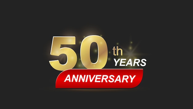 Gold and red tone 50th year anniversary celebration logo