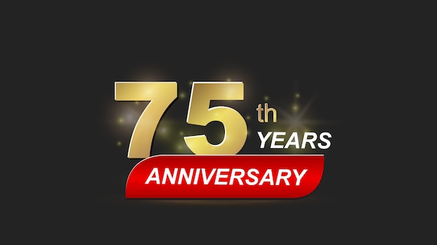 Gold and red tone 75th year anniversary celebration logo