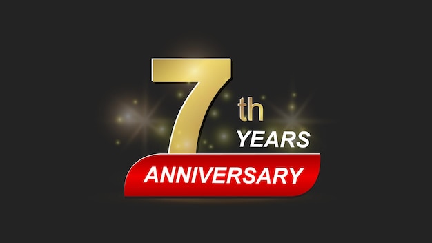 Gold and red tone 7th year anniversary celebration logo