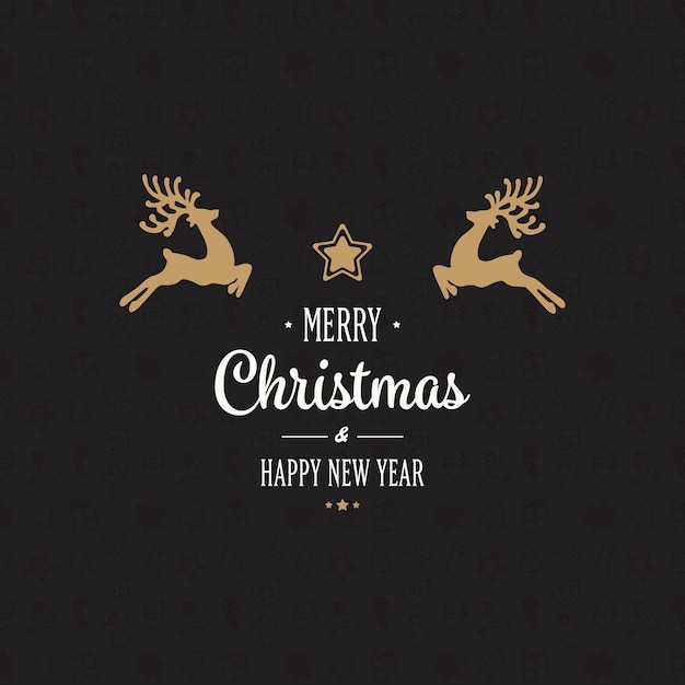 Vector gold reindeer merry christmas card