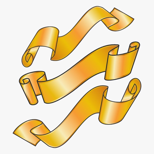 gold ribbon banner set vector design