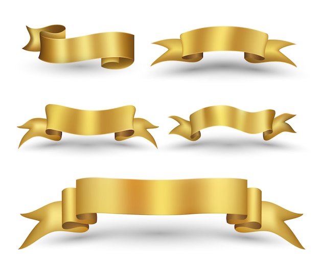 Gold ribbon banner set