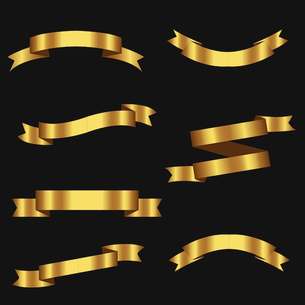 Vector gold ribbon set