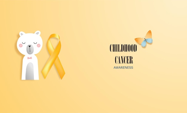 Vector the gold ribbon sign symbolizes the international childhood cancer awareness month background.