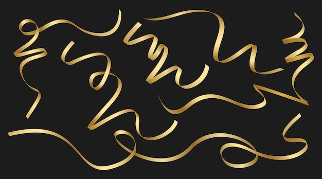 Vector gold ribbon on white