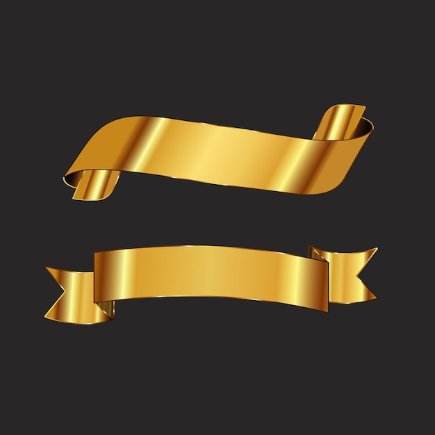 a gold ribbon with a black background with a white arrow