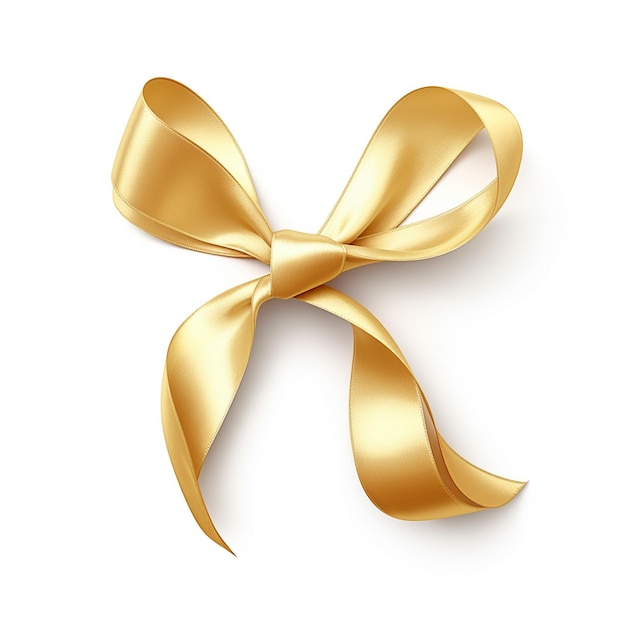 a gold ribbon with a bow on it is made by a company