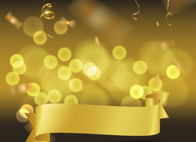 gold ribbons  banner on gold blurred  background