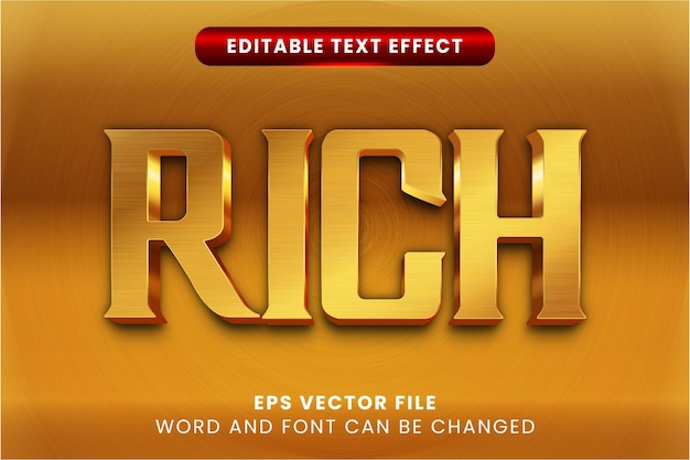 Gold rich 3d editable text effect