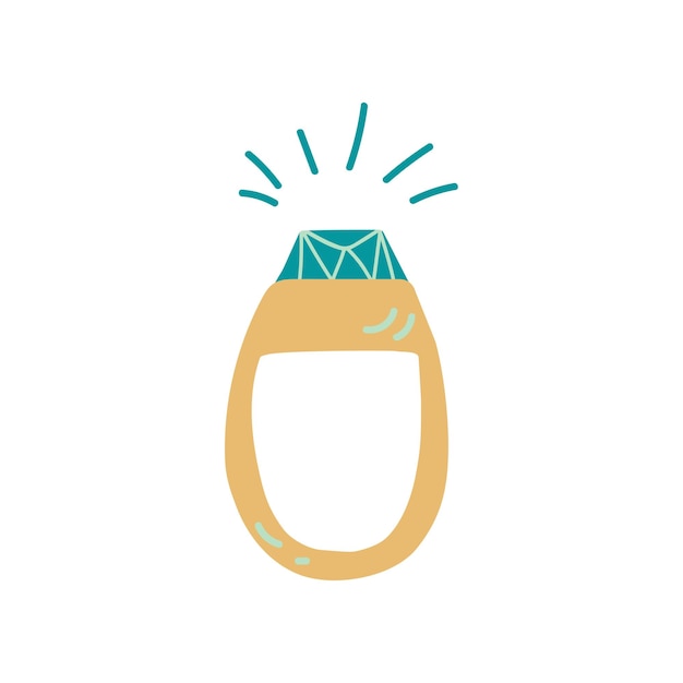Gold Ring with Sparkling Stone Fashion Jewelry Accessory Vector Illustration on White Background