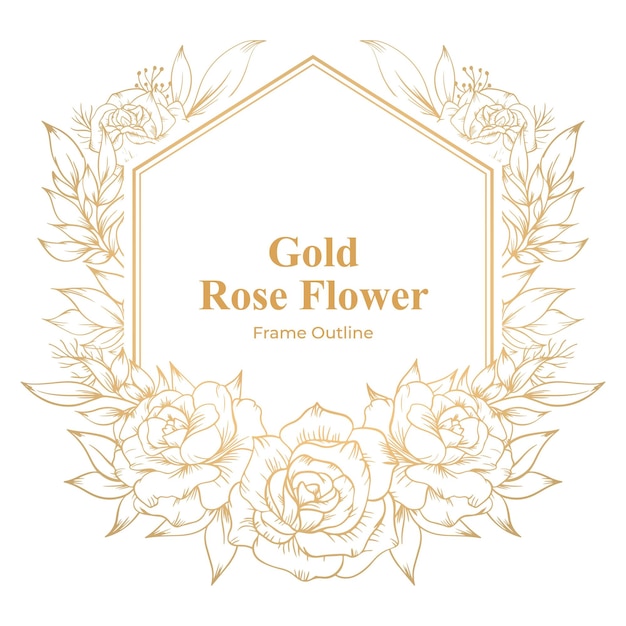 Decorazione del contorno della cornice del fiore della rosa dell'oro