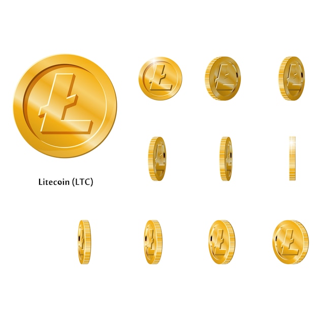 Vector gold rotate litecoin coins