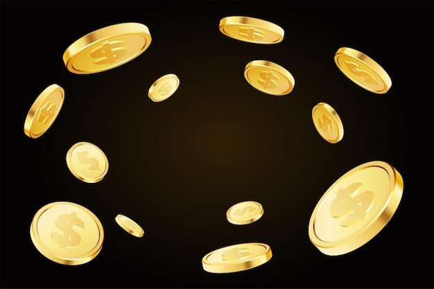 Gold rotating coins Flying coins or flying money