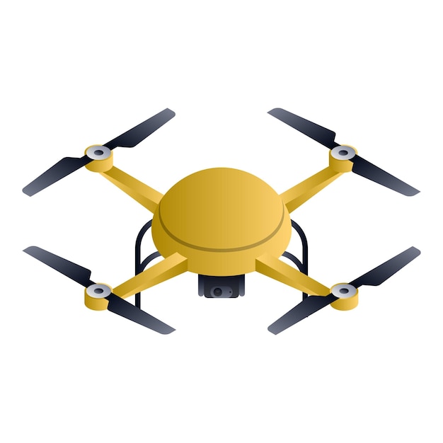 Gold round drone icon Isometric of gold round drone vector icon for web design isolated on white background