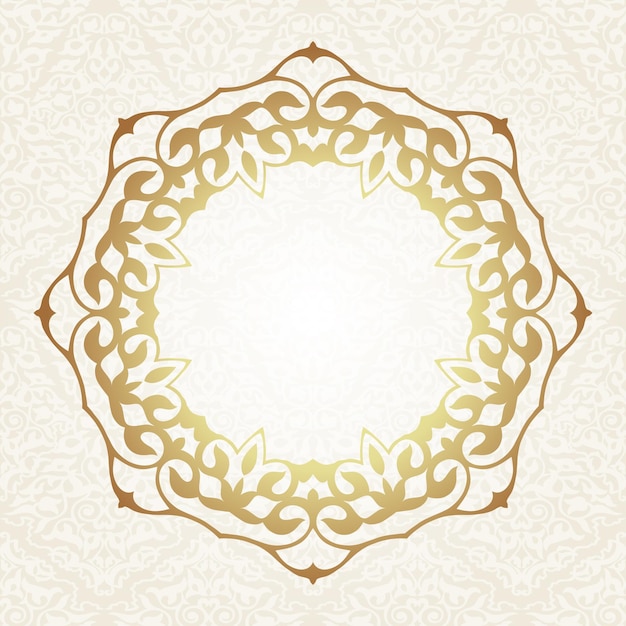 Vector gold round frame in oriental style