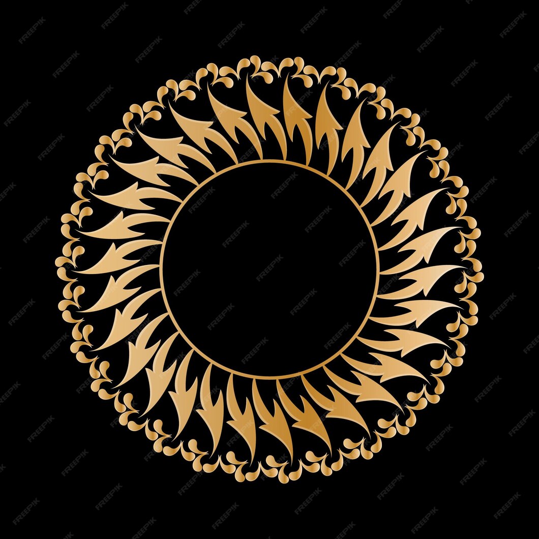 Premium Vector | Gold round openwork ornament decorative round frame