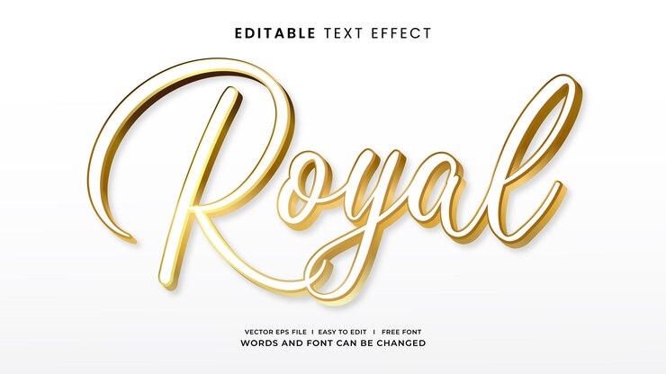 Редактируемый текстовый эффект Gold Royal 3D