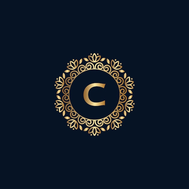 Vector gold royal logo beauty luxury letter c