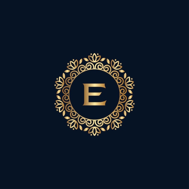 Vector gold royal logo beauty luxury letter e