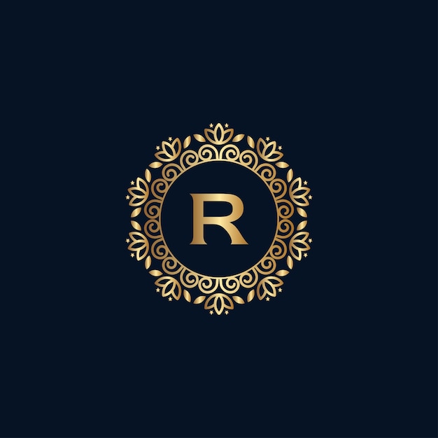 Oro royal logo beauty lusso lettera r