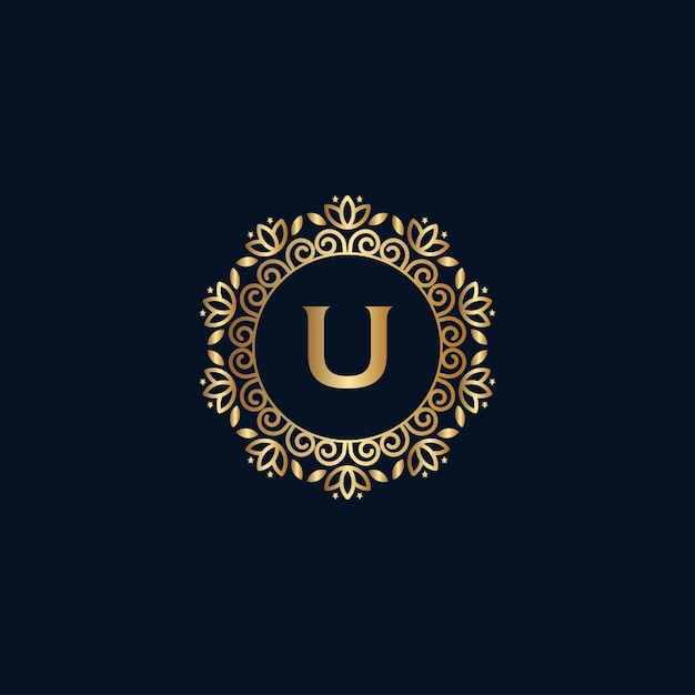 GOLD ROYAL LOGO BEAUTY LUXURY LETTER U