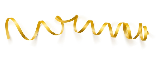 Vettore nastro di raso oro isolato su sfondo bianco illustrazione vettoriale del nastro curvo