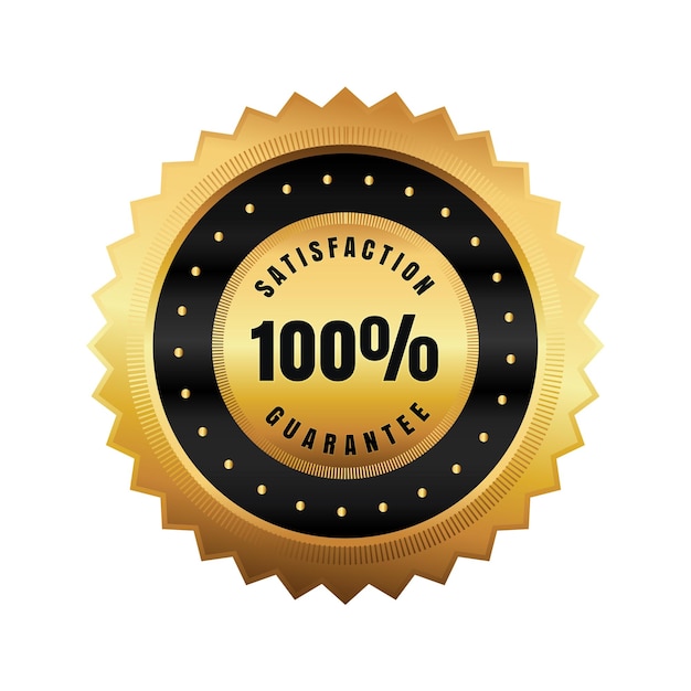 Gold satisfaction guarantee badge vector