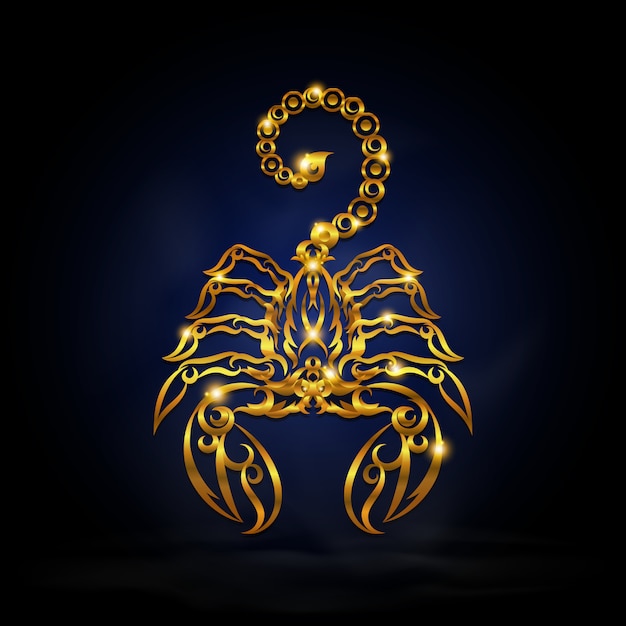 Vector gold scorpion symbol