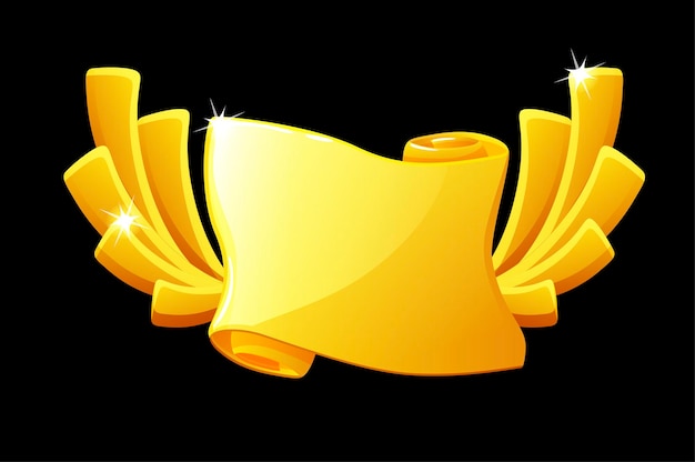 Carta ricompensa pergamena dorata, modello vuoto per l'interfaccia utente del gioco