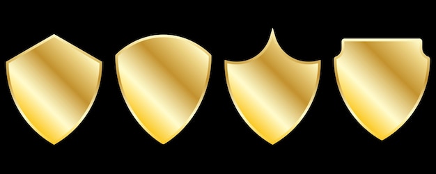 Вектор Золотой значок щита. защитите значок линии безопасности щита. символ, эмблема значка. векторная иллюстрация