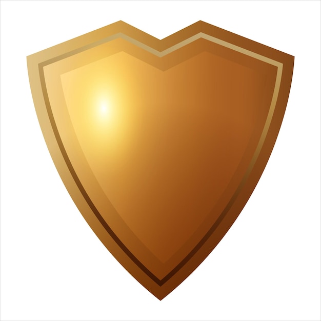 Vector gold shield vector shields with reflection in shiny vector gold shields icons isolated