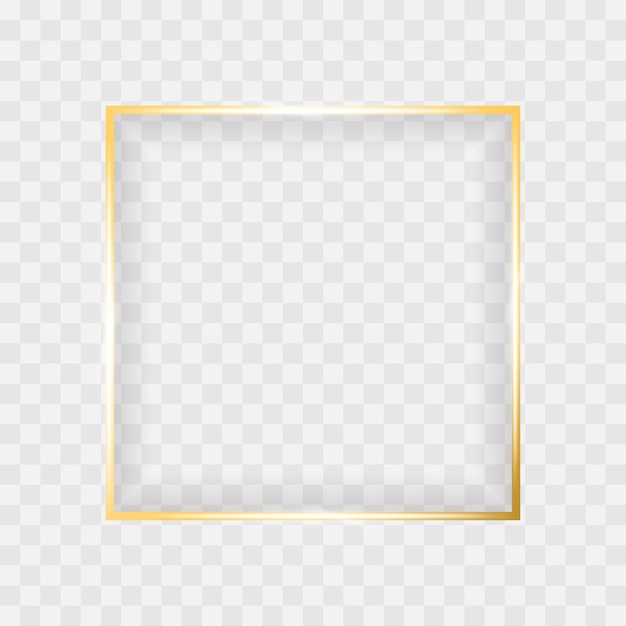 Gold shiny glowing square frame