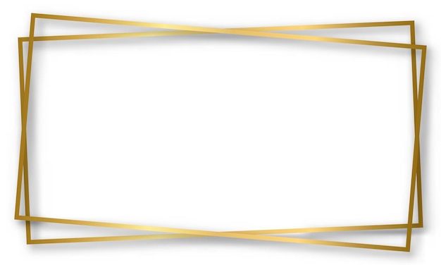 Vettore cornice vintage dorata lucida con sfondo trasparente isolato con ombre bordo rettangolare realistico di lusso dorato illustrazione vettoriale