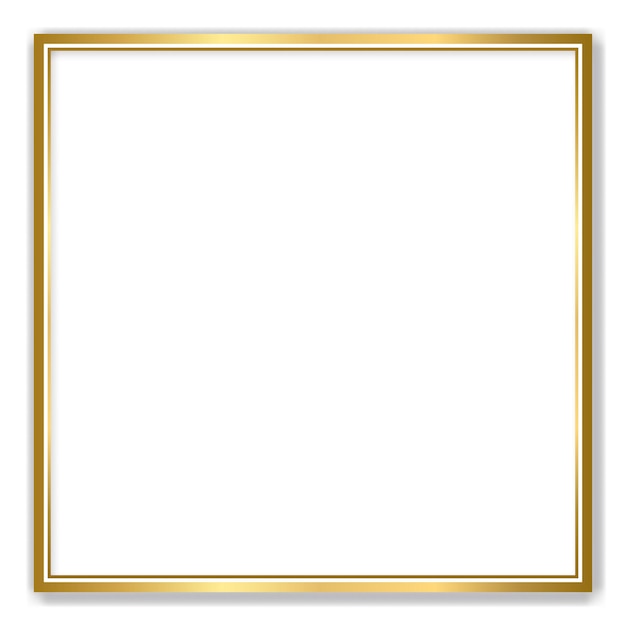 Gold shiny glowing vintage frame with shadows isolated transparent background golden luxury realistic rectangle border vector illustration