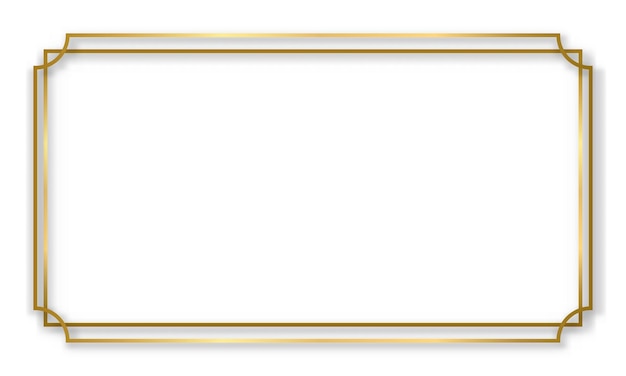 ベクトル 影が分離された透明な背景を持つゴールドの光沢のある輝くビンテージフレーム黄金の豪華な現実的な長方形の境界線ベクトル図