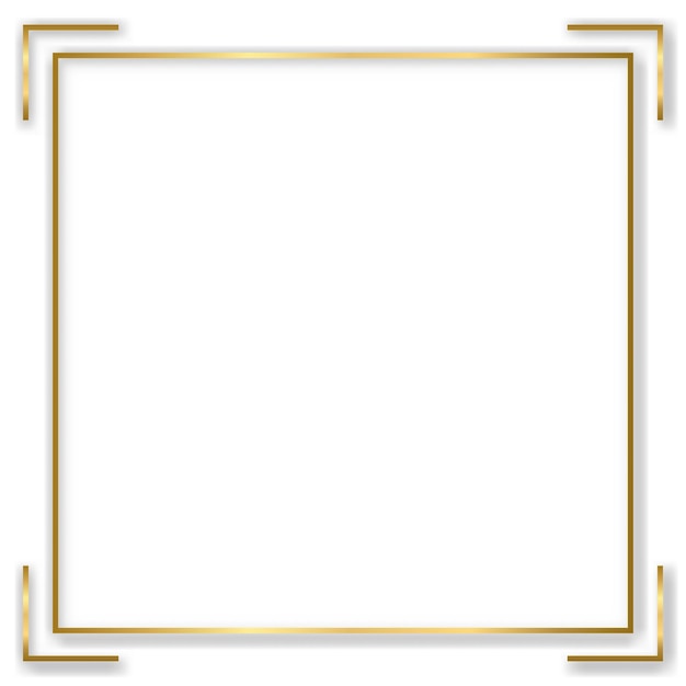 gold shiny glowing vintage frame with shadows isolated transparent background golden luxury realistic rectangle border vector illustration